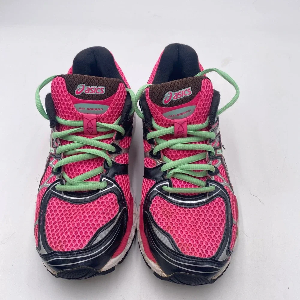 ASICS Gel-Nimbus 16 Running Shoes Womens 6.5 Pink Black Mint T485N GEL Cushioned